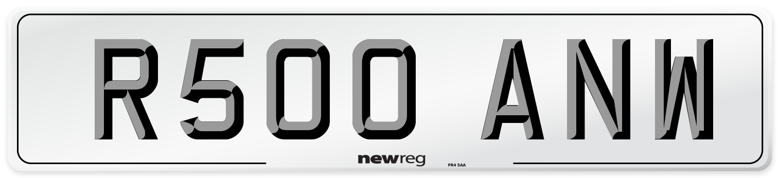 R500 ANW Number Plate from New Reg